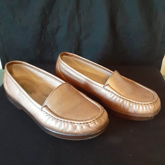 SAS Simplify Loafers Women's 7 1/2 WW Copper Metallic Tripad Comfort Shoes - Picture 1 of 5